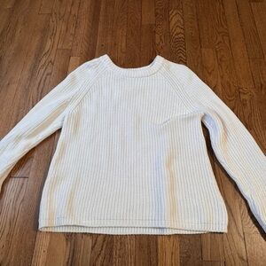 Quince 100% Organic Cotton Fisherman Crew Sweater (Ivory, medium)